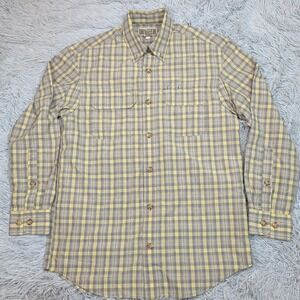 Duluth Trading Co Shirt Mens S Yellow Plaid Gorpcore Pockets Preppy Comfy Chore